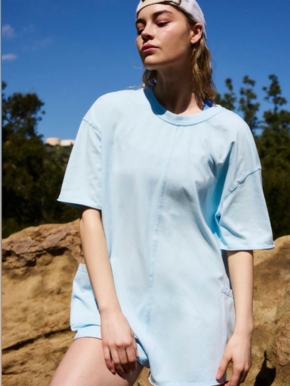 Light blue free people romper